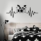 ドラムキット ウォールデカール ドラマー ミュージシャン 音楽愛好家 ビニールアート 壁画 ウォールステッカー ミュージカル スタジオ 寝室 リビングルーム ホームデコ 42x79cm