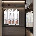 3Pack Gusseted Hanging Garment Bags for Closet Storage, 40-Inch Breathable Suit Bags with 4” Depth & Clear Window, Dust-Proof Clothes Covers Protector for Winter Coats, Dresses & Seasonal Organization