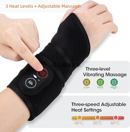Miniatura 5 de Almohadilla térmica inalámbrica de muñeca y masajeador de manos, calor de 3 temperaturas, vibración ajustable, diseño portátil para manos, muñecas,