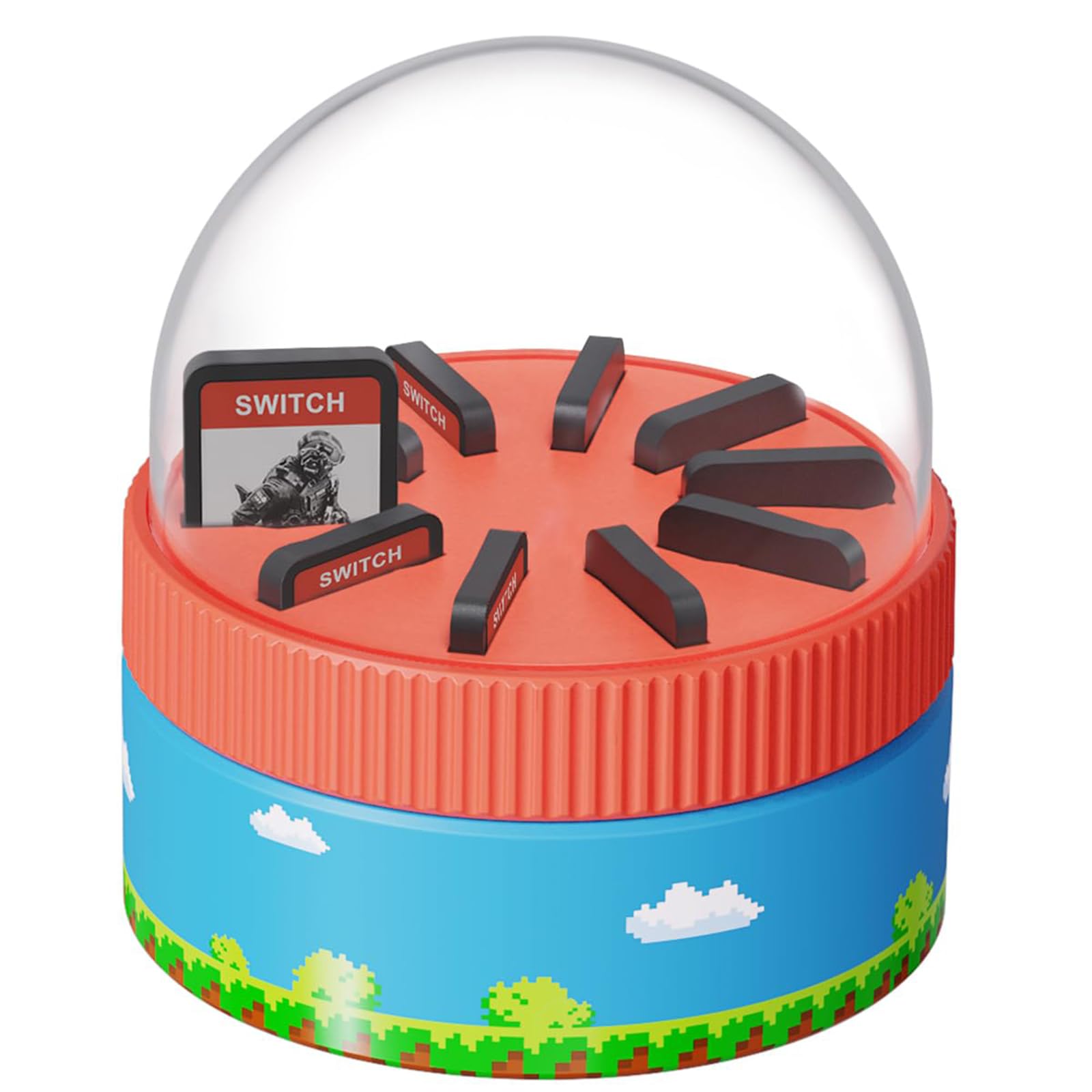 Game Storage Case Compatible With Nintendo Switch, PS Vita, Rotating Game Card Case with 10 Card Slots, Magnetic Draw Card Portable Switch Game Cartridge Holder(Blue)