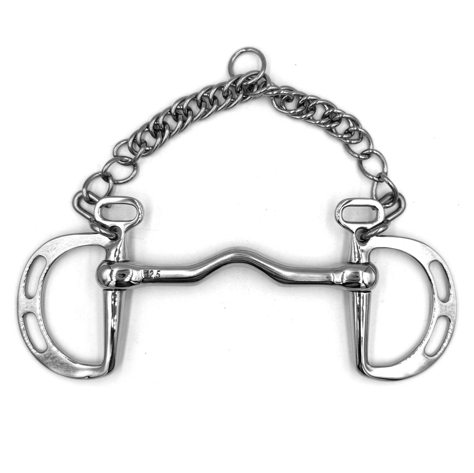 Gebiss Kimblewick Springkandare starre Stange mit Schlitzen und Zungenfreiheit aus satiniertem Edelstahl 12 mm (14.5 cm)