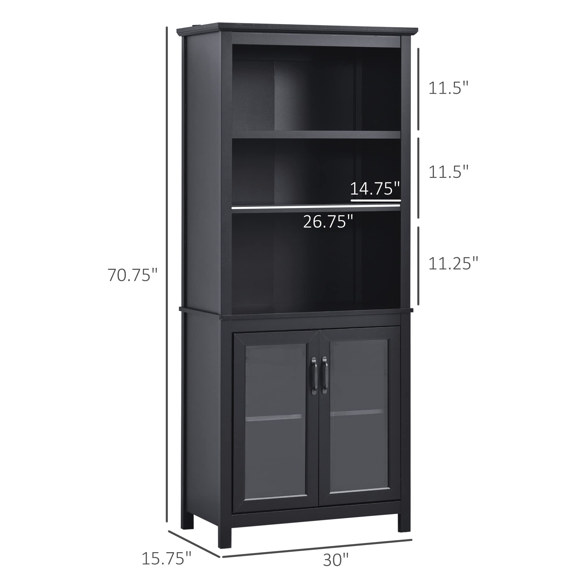 Amazon｜HOMCOM 71インチ 本棚 収納 ハッチキャビネット 調節可能な棚