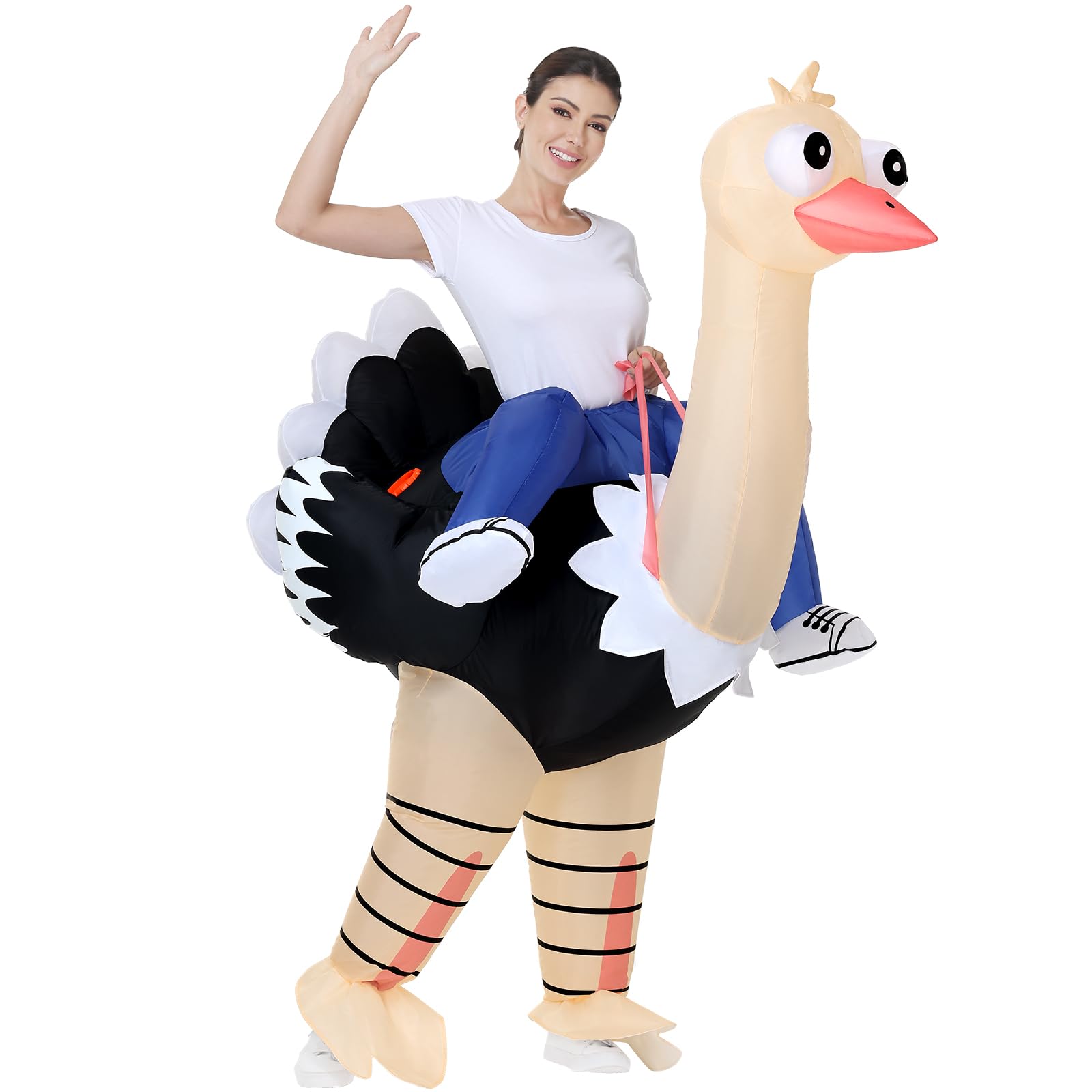 Poptrend Inflatable Ostrich Costume for Adult Kids, Funny Halloween Blow-Up Costume for Men Women Cosplay Party Riding Animals Suit (Adult) — image 1