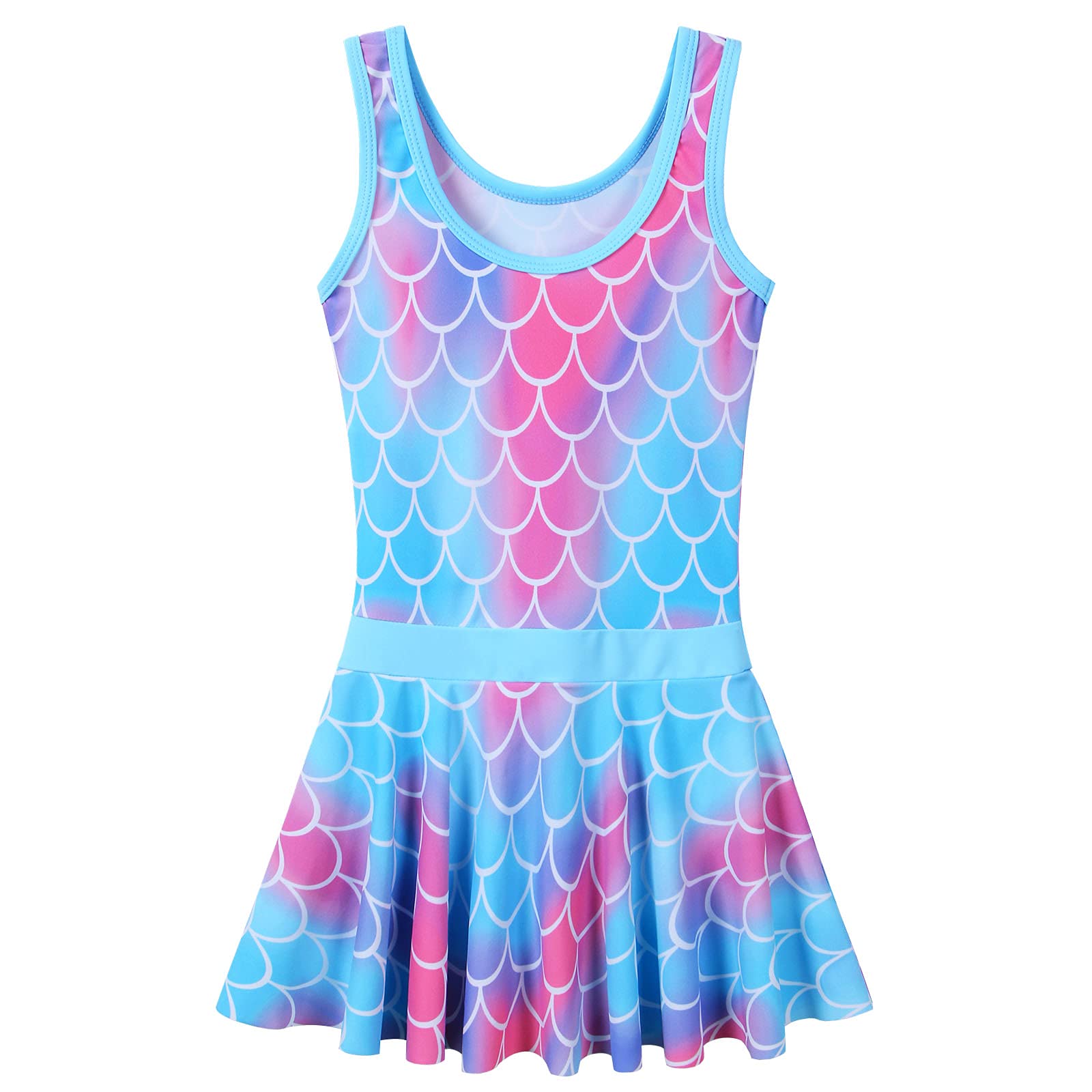 Costume da bagno intero per ragazze, UPF 50+, con gonna floreale, costume da bagno modesto vestito da spiaggia 3-11 anni