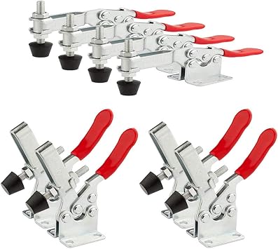 STARVAST 8 Pack 201B Toggle Clamp, 220Lbs Holding Capacity Hand Tool Toggle Clamp, Horizontal Heavy Duty Quick-Release Clamp for Jointer Jig, Smoker Lid, Door and Box Case, Adjustable Clamps Latch