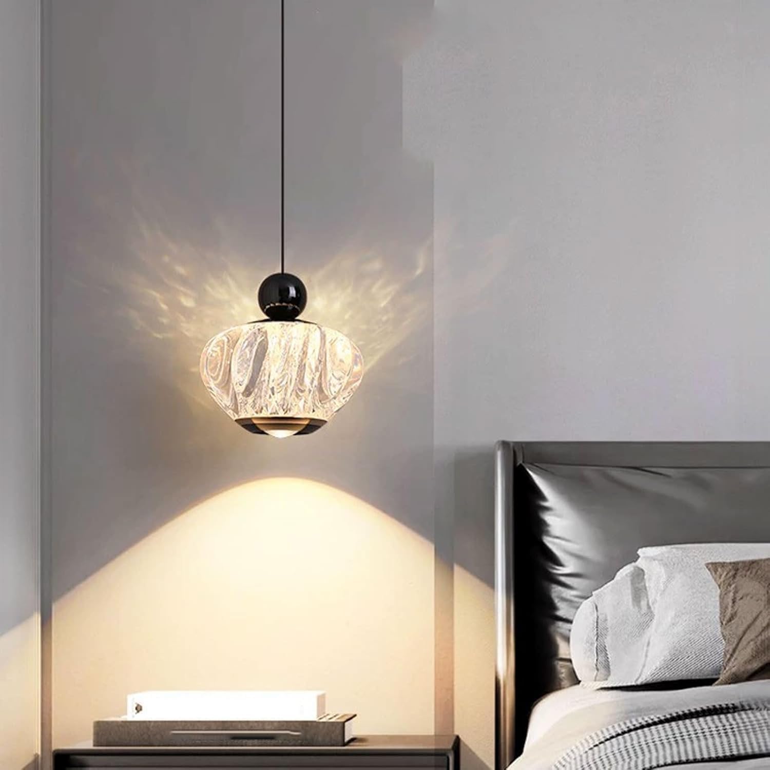 Nordic Entryway Dining Room Light,Single Head Simple Bedroom Bedside Hanging Lamp Flush Mount Living Kitchen Island Lighting Fixture Black