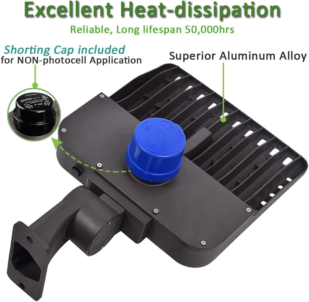 100W LED Parking Lot Light, Outdoor Street Light 15,000 Lumen Super Bright 5000K Daylight AC100-277V, Replaces 1000W Halide, Shoebox Area Lighting with photocell for Stadium Roadway Garage