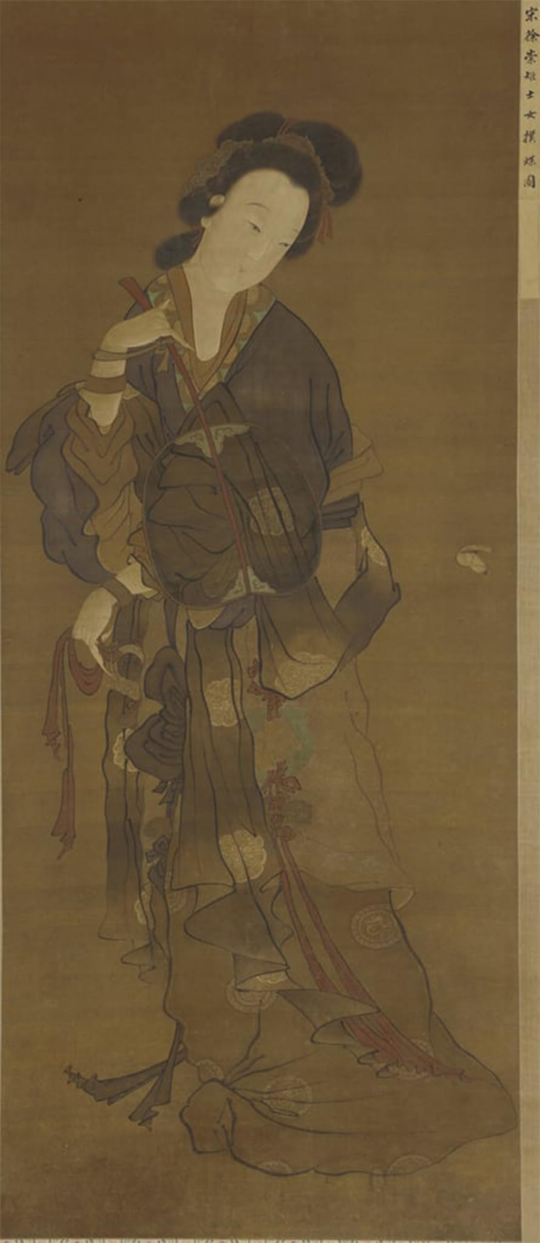 ARTXLXXBN Famous Painting Canvas Artwork Graffiti Print a Woman and a insect by Ming Dynasty Chinese School Portrait Canvas Image for Home Decor 60x90cm