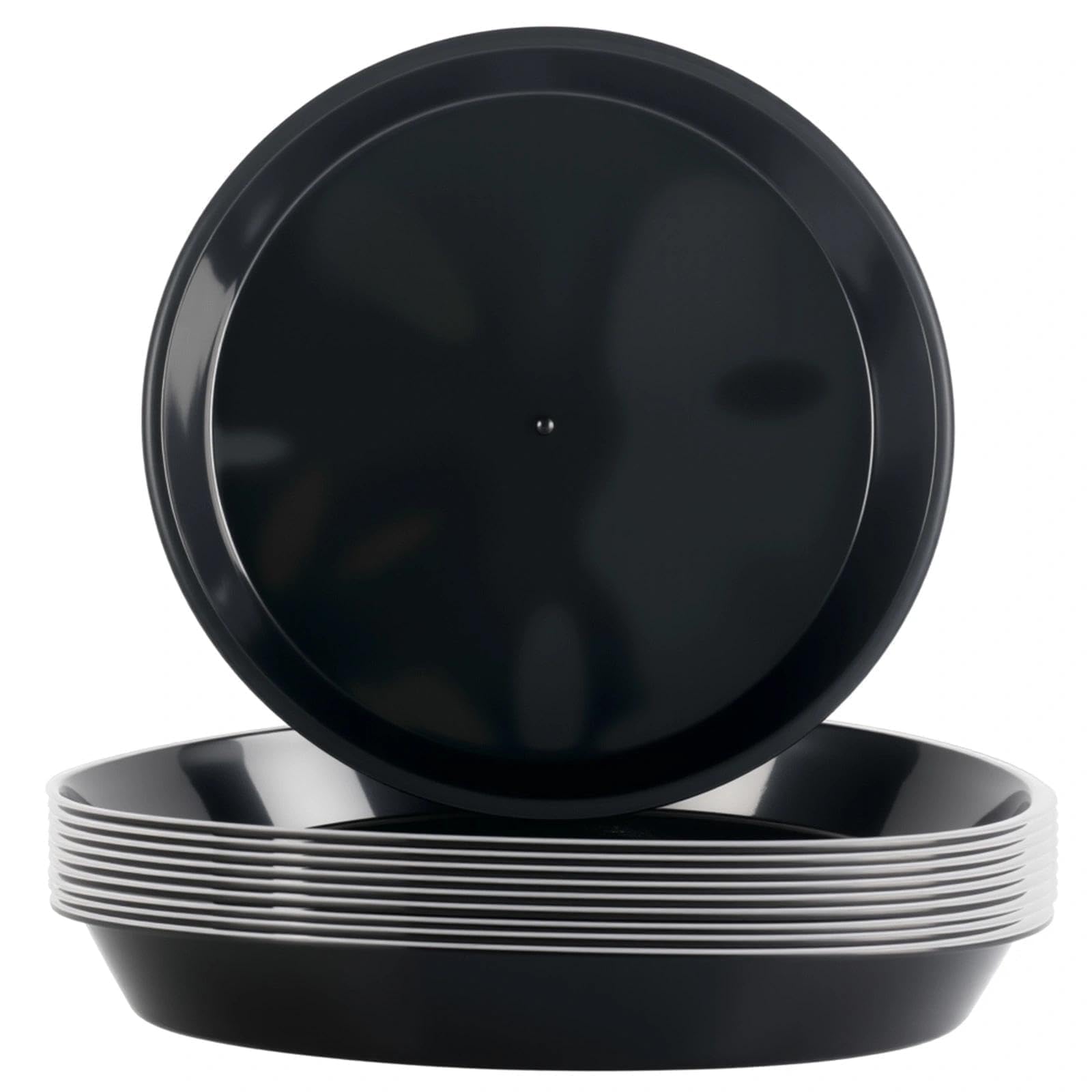 10 Pack Plant Saucers, 30cm Round Plastic Plant Pot Trays, Black Flower Pot Drip Trays for Indoor and Outdoor Plants
