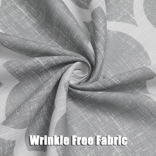 Beauoop Rod Pocket Lattice Moroccan Tile Print Curtains 84 Inches Long Geometric Linen Like Semi Sheer Curtain Window Treatment Set For Living Room Kitchen, Set Of 2, 50 Inch Wide X 84 Inch Long, Gray #TOP4