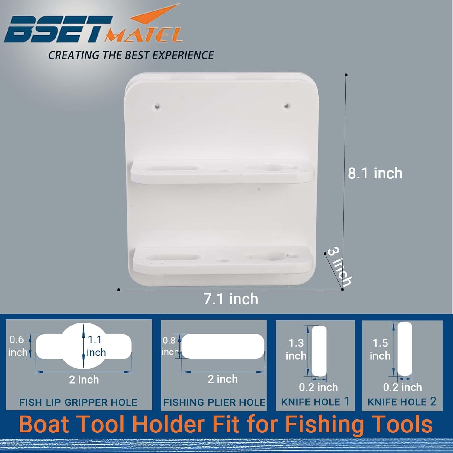 Boat Knife and Plier Holder, Polymer Marine Storage Organizer, Boat Tool Holder Fit for Fishing Tools, Lures and Baits (Close knife rest)