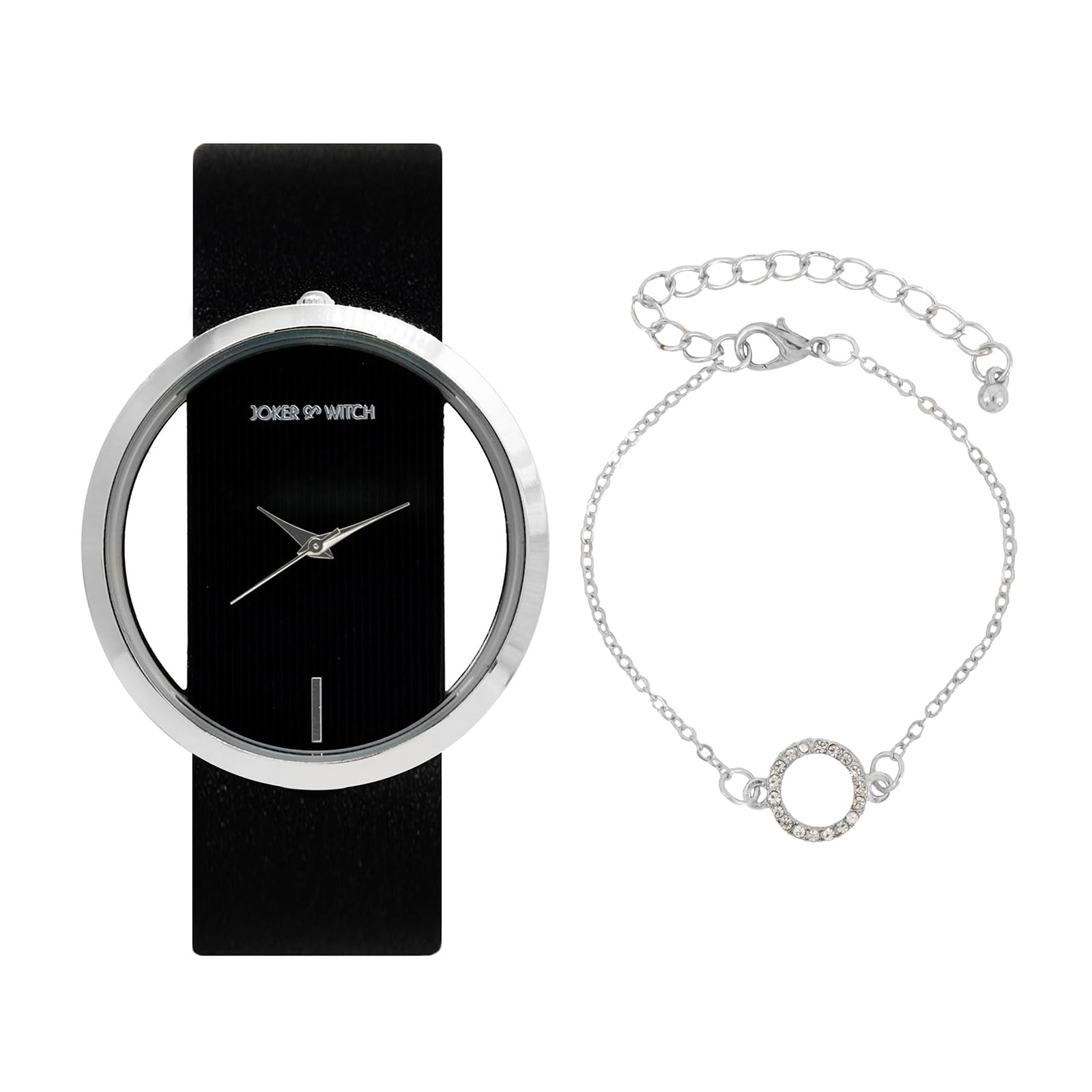 Joker & Witch Faux Leather Women Cassie Black Dial Analogue Watch Bracelet Stack, Band Color:Black (B0C7L7PQ9F) Amazon Price History, Amazon Price Tracker