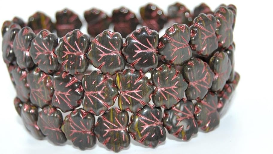 100 pcs Grape Leaf Pressed Beads, Mix Brown Crystal Sliperit (16617-29500), 13 x 11 mm, Glass, Czech Republic