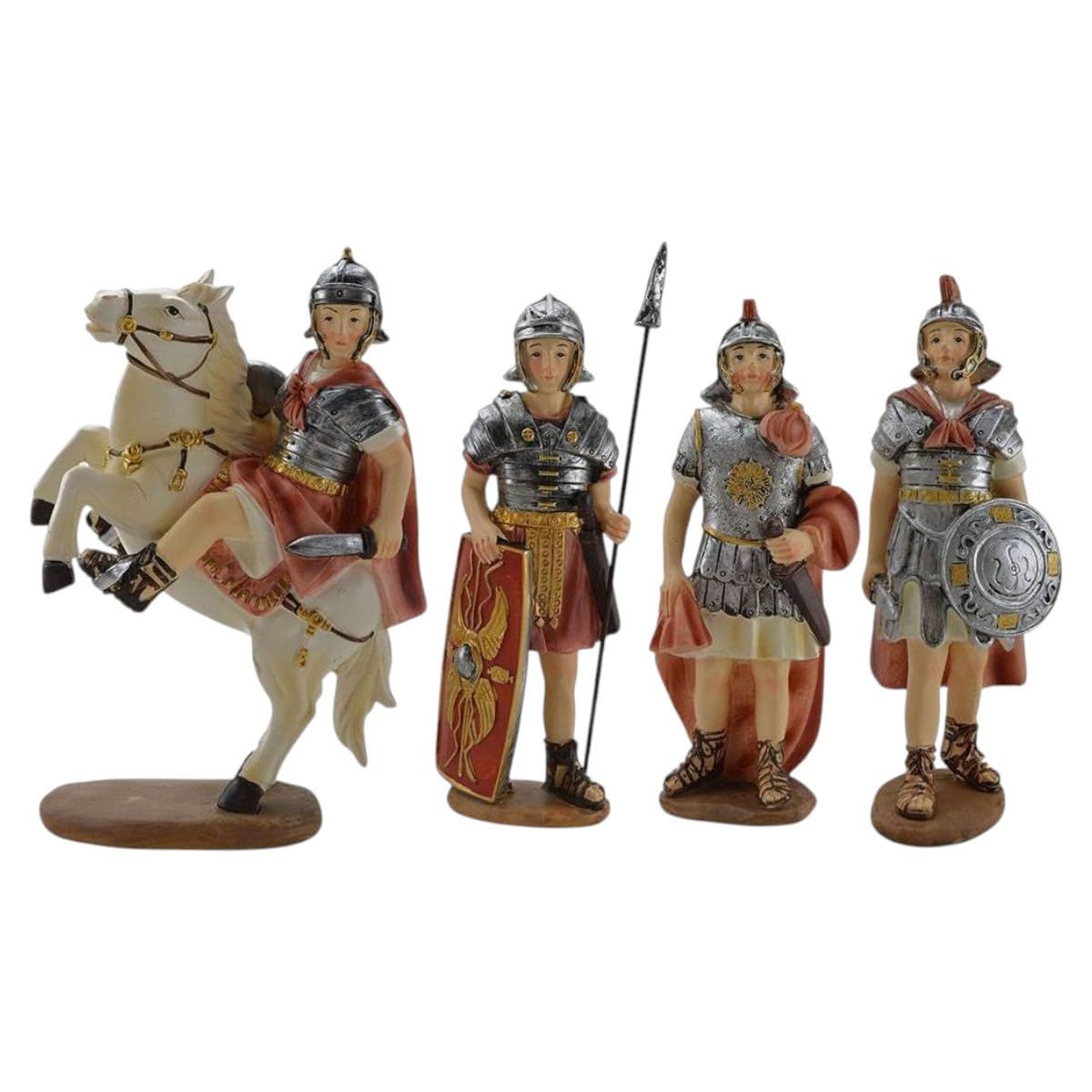 Set 4 Pastori Soldati Romani in Resina 9 cm Presepe Statuine in Personaggi GLADIATORI di Roma 4 soggetti Diversi Personaggi Guardie Romane per Realizzare Il presepio Napoletano