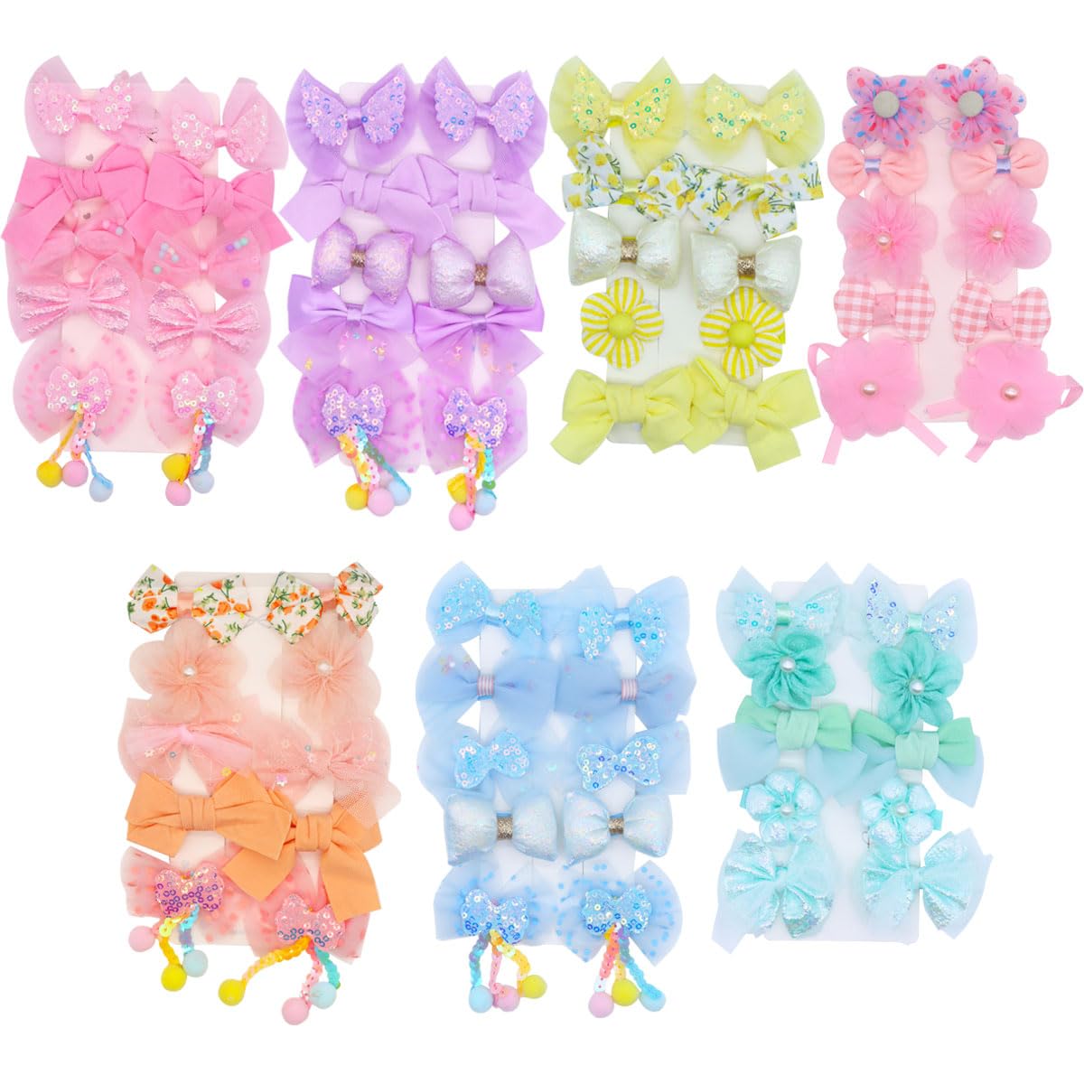 Likeggoad Floral Hair Accessories Set - 40 Pcs Baby Hair Clips, Bows, Bands for Girls, Teens (Random Color, 4 Sets)