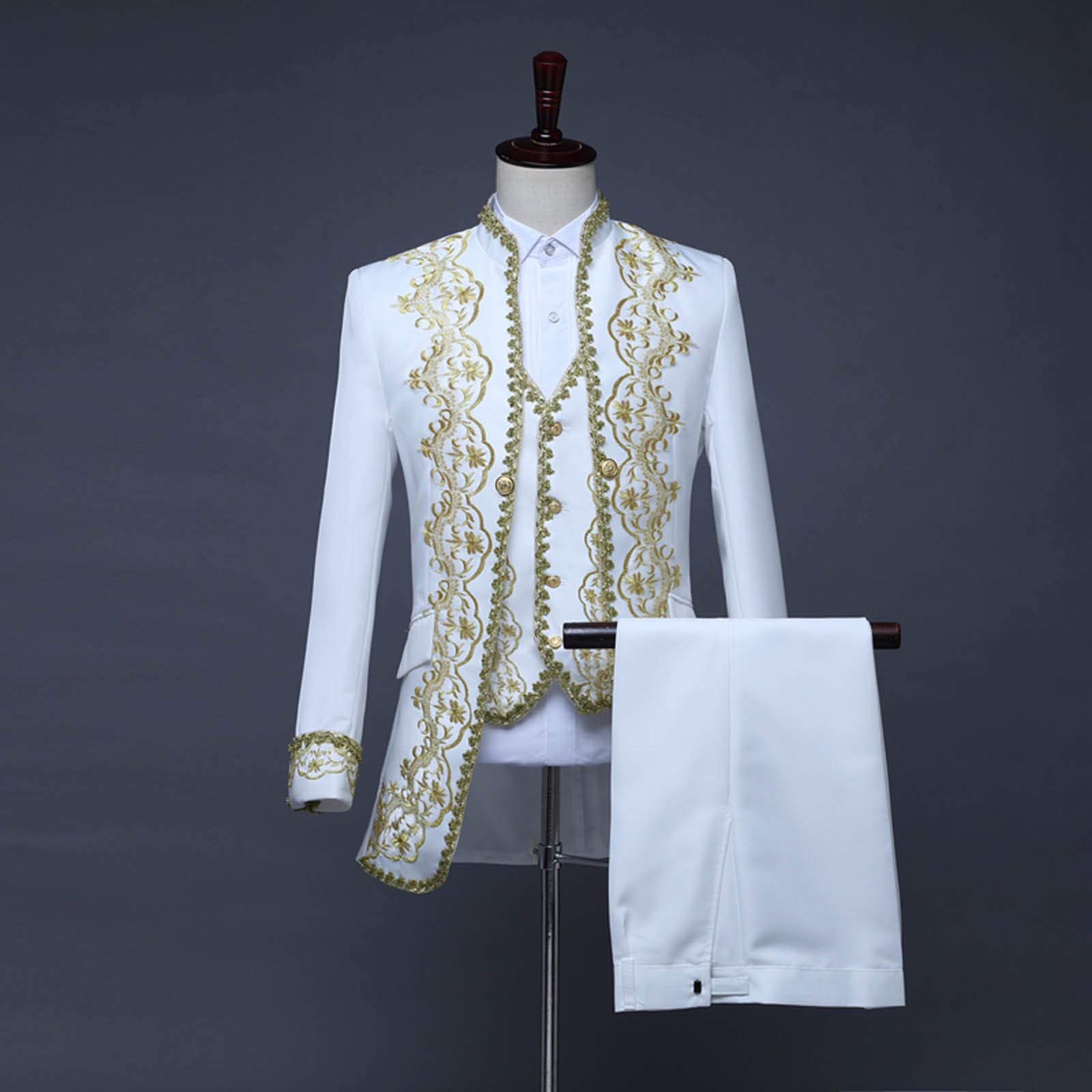 Generisch Stil Mantel Kostüme Herren Court Darbietungen Europäische Uniformen Herren Mäntel & Jacken (White, XXXL)