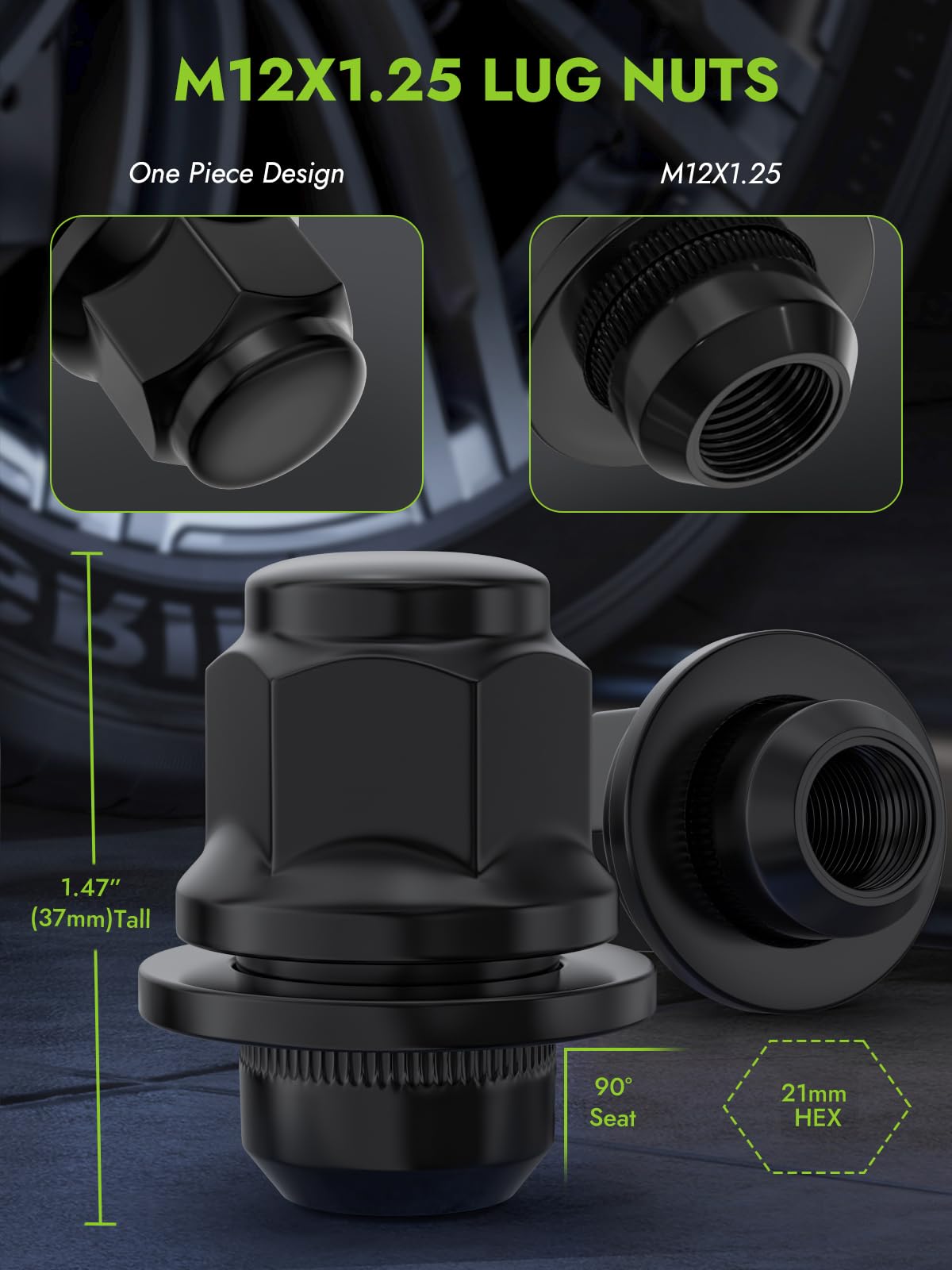 AUTOPTIM Zapasowe nakrętki OEM M12 x 1,25 do Nissan Armada Frontier NP300, Xterra, nakrętki zamknięte z podkładką