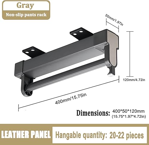 Miniatura 9 de Perchero extraíble para pantalones, práctico almacenamiento, ahorro de espacio, ordenado y la ropa no se arruga (19.7 pulgadas)
