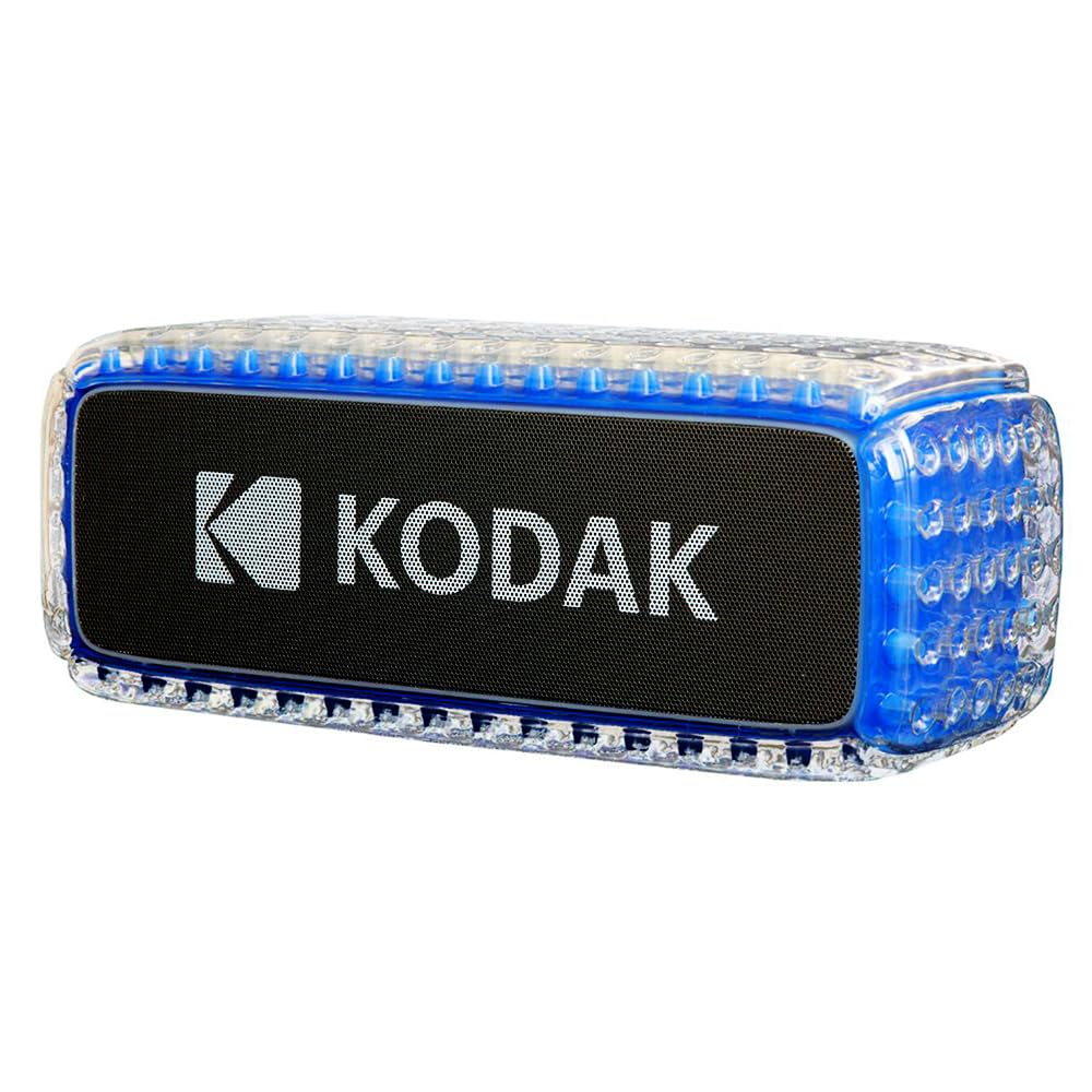 Kodak - Altavoz Bluetooth impermeable IPX6, sonido potente de 8 W, iluminación RGB, duración de 5 horas, conexión Bluetooth V5.0 - Azul