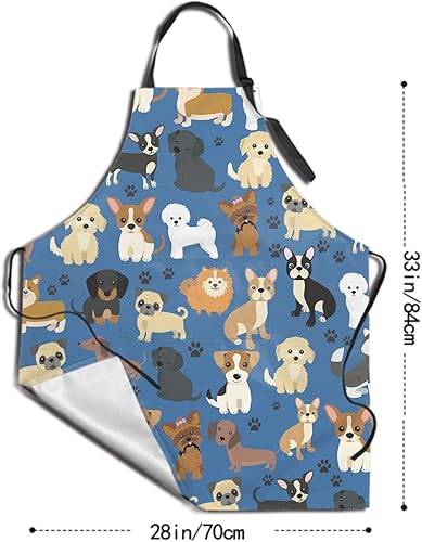 Miniatura 4 de Sweetshow Bonito delantal para perro con 2 bolsillos y cuello ajustable, impermeable, para cocina, cocina, aseo de perros, para mujeres y hombres