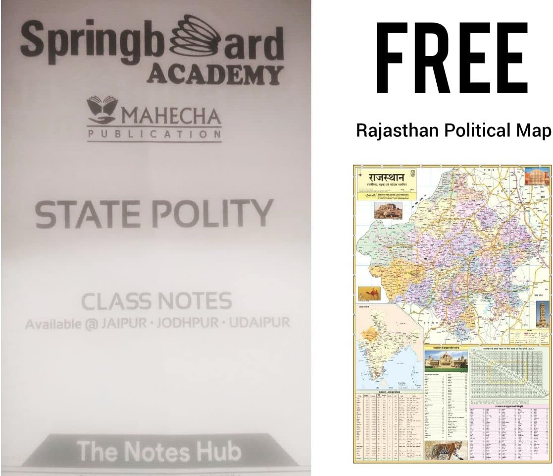 Springboard Academy RAS Class Notes - State Polity (Hand Written) Photocopy {With FREE Arihant Rajasthan Poltical Map}