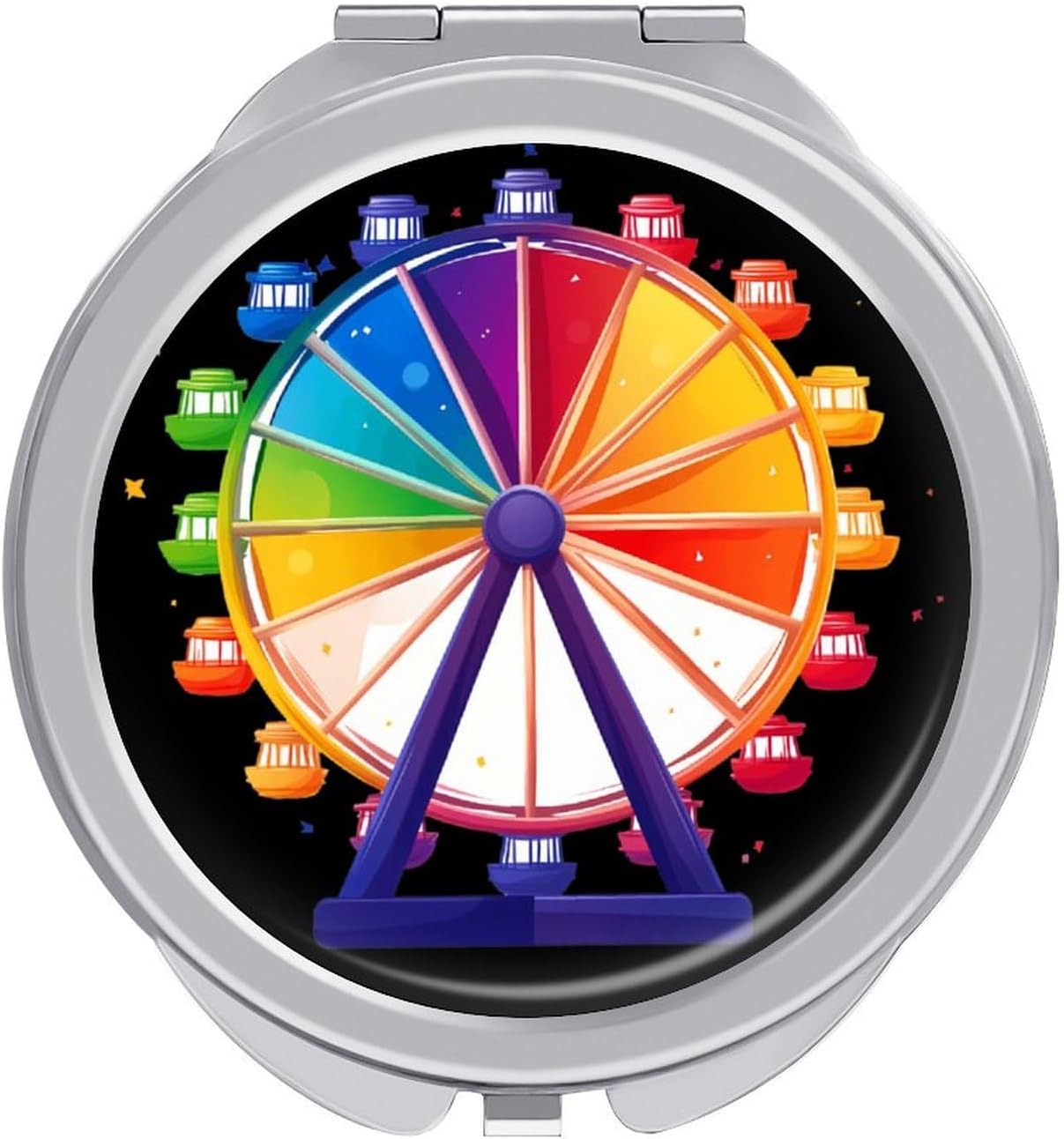 Colorful Ferrous Wheel Chemistry Ferris Compact Makeup Mirror Mini Foldable Cosmetic Mirror Portable Travel Mirror for Purse Pocket