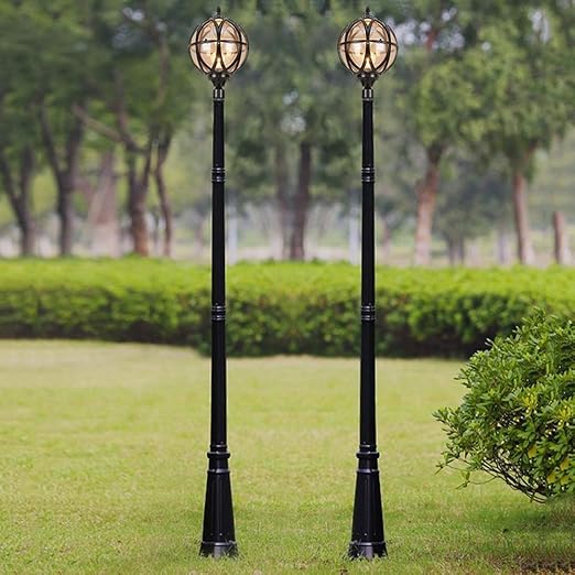 Generic GUOCC Creative Outdoor Lawn Landscape Community Street Lamp IP55 Waterproof Aluminum Garden High Pole Post Light Traditional Exterior Park Pillar Lantern Column Lamp Lighting Fixture E27 Lights Fixtur photo 2
