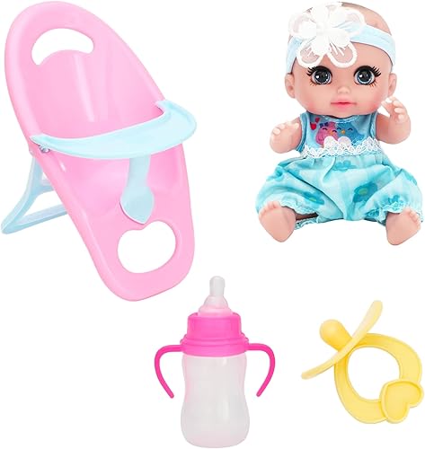 Miniatura 8 de ONEST 4 muñecas de 6 pulgadas con accesorios, lindas muñecas de bebé, mini muñecas con ropa, mini muñecas de bebé con accesorios para muñecas, rosa