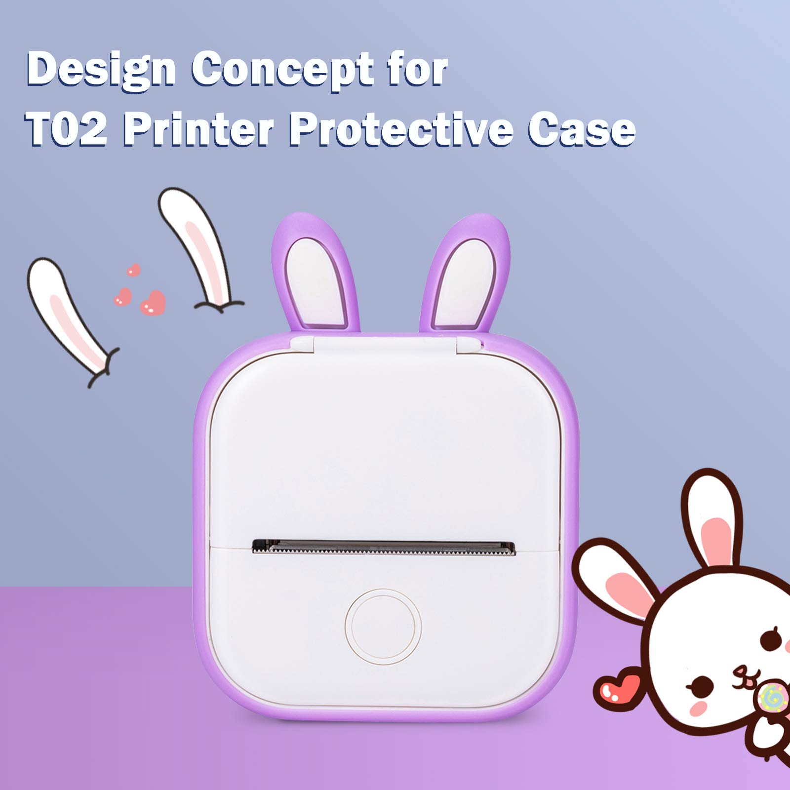Housse De Protection Oreilles De Lapin Pour Imprimante Memoking T02 - Silicone Rose