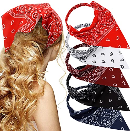 TOBATOBA 5 diademas elásticas para mujer, pañuelo para el pelo, bufanda antideslizante, accesorios para el cabello para mujeres y niñas
