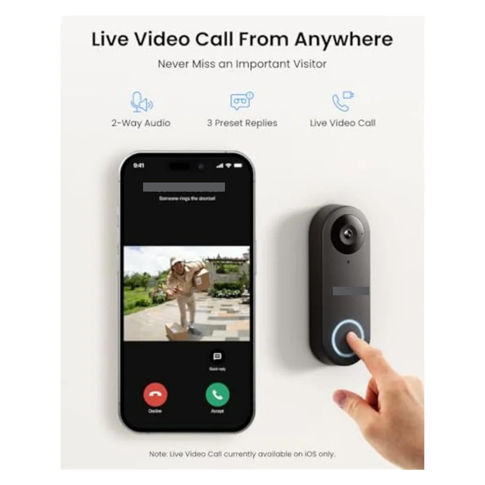 Caméra WiFi for Sonnette vidéo - Filaire 2K extérieur, WiFi 5G et 2,4 G(White)