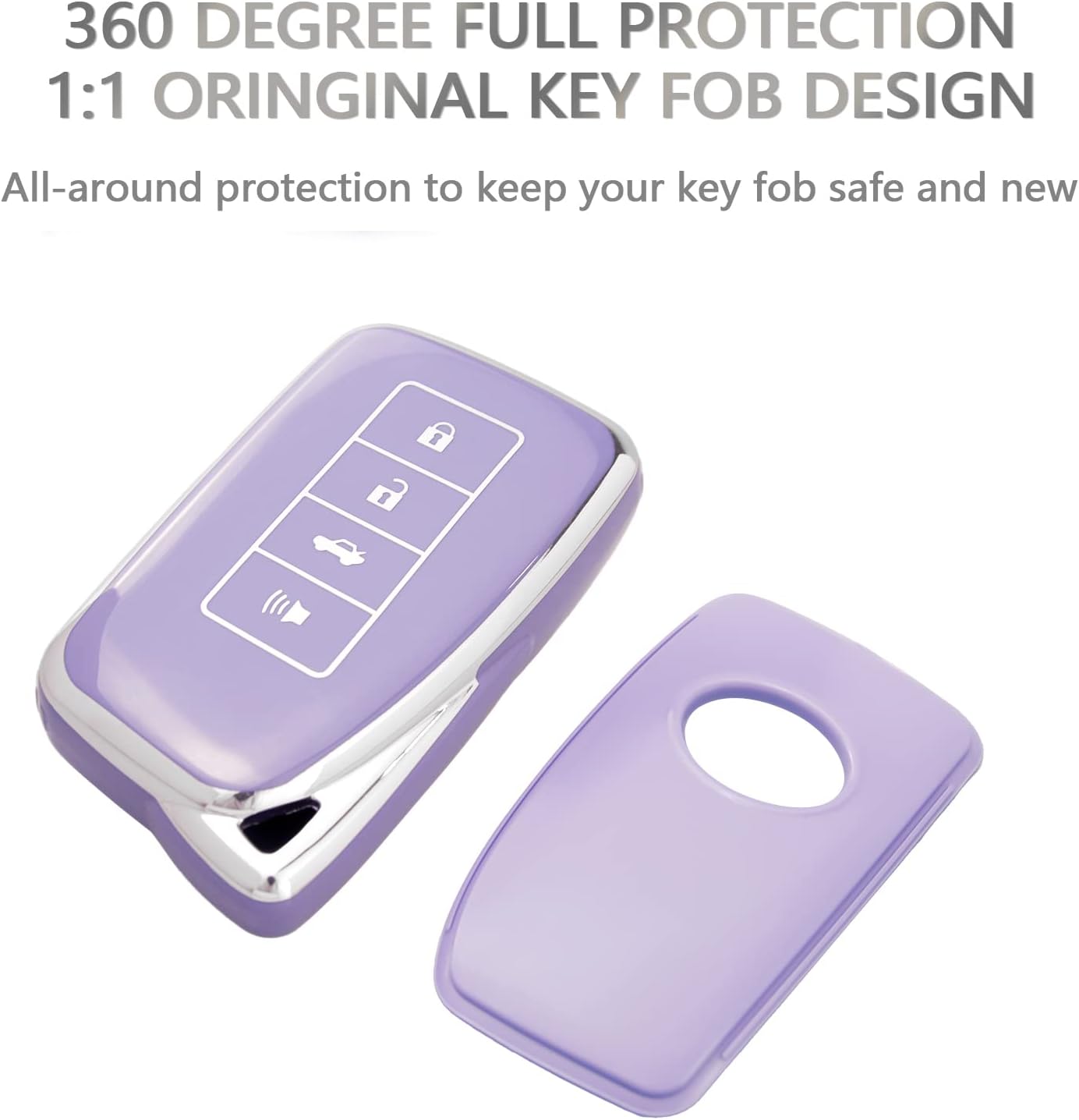 OFFCURVE for Lexus Key Fob Cover Key Case Shell Compatible with Lexus RX ES GS is LS RS NX GX LX RC LC Smart Key Car Accessories TPU Full Protector for Car Key Remote Key Holder, Purple image 3