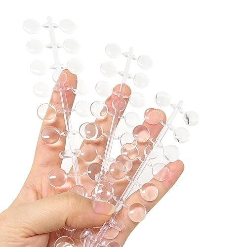 Miniatura 6 de Honbay 240 piezas de plástico redondo de uñas postizas a color, consejos de exhibición de arte de uñas transparentes con adhesivo para entrenamiento