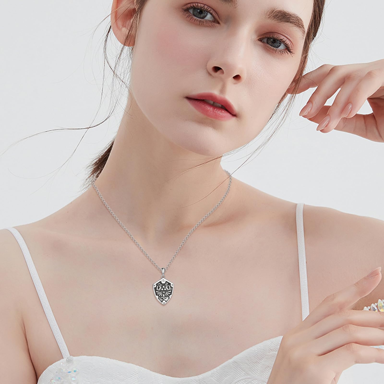 VONALA Zelda Halskette 925 Sterling Silber Anime Anhänger Kette Zelda Schmuck Geschenke für Herren Damen Jungen