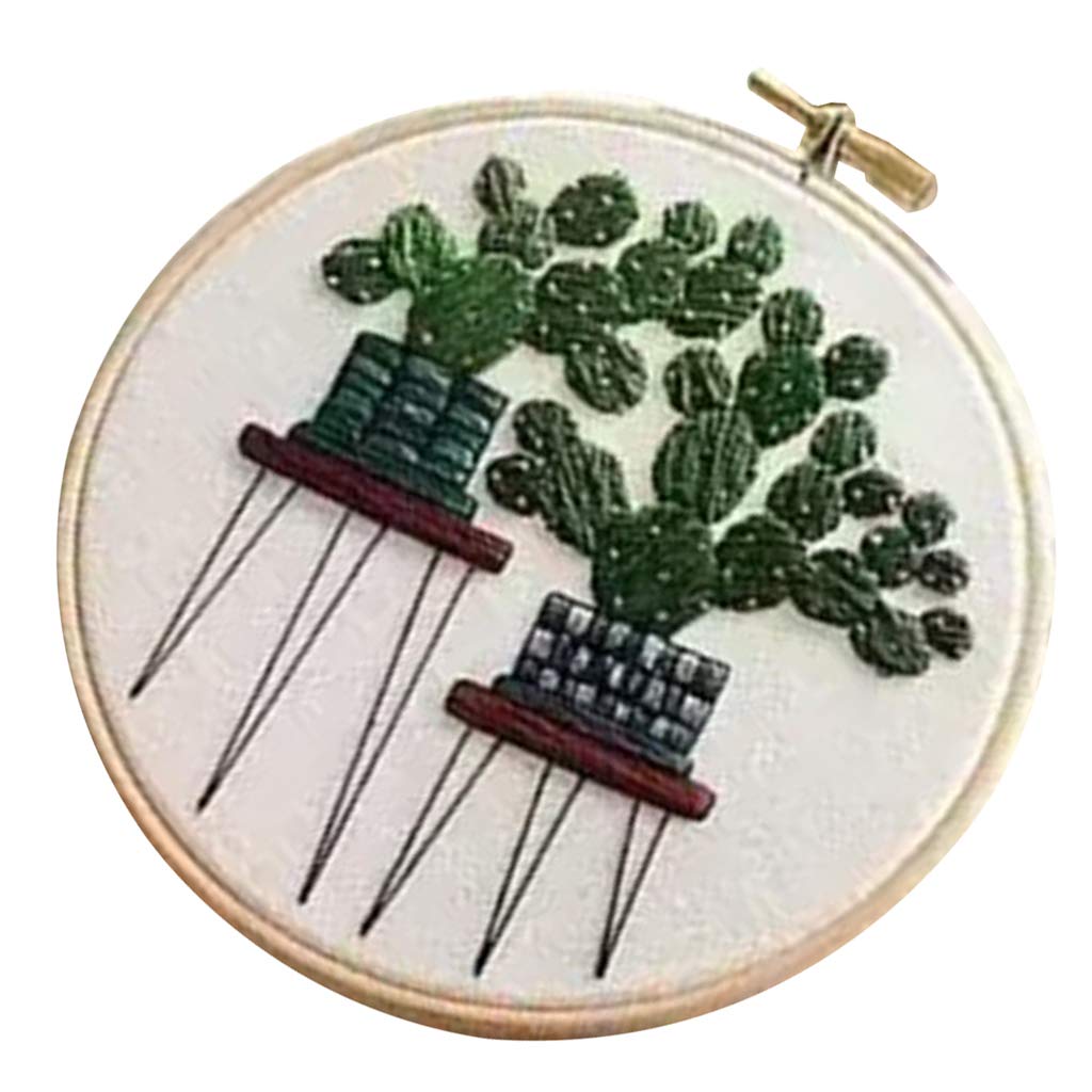 Stamped Embroidery Kit with Pattern Cross Stitch Crafts - Pot Plant EC007