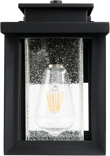 Miniatura 4 de MONKFISH Lámpara de pared moderna y simple para exteriores con pantalla de cristal de burbujas, ideal para porches, terrazas, jardines, terrazas,