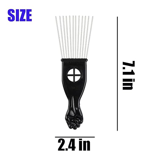 Miniatura 2 de Peine afro Pick para cabello rizado con púa de metal, peine de dientes anchos para rizos (estilo A) Estilo a,Estilo