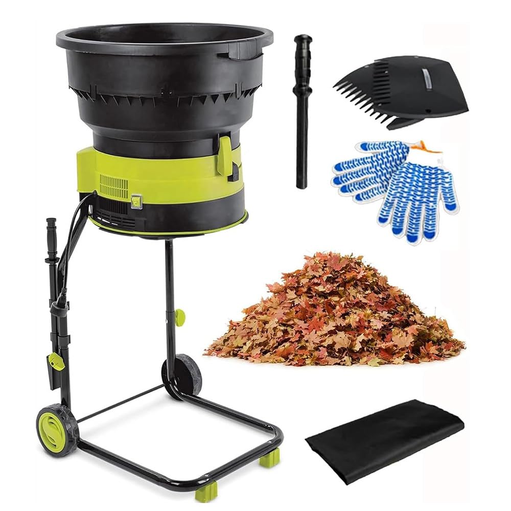 Trituradora Hojas Eléctrica 2500 W con Ruedas 8000 RPM, Trituradora Compost para Jardín, Trituradora De Hojas, Tolva De 54 Cm De Ancho para Agujas De Pino Y Paja Nopowercord