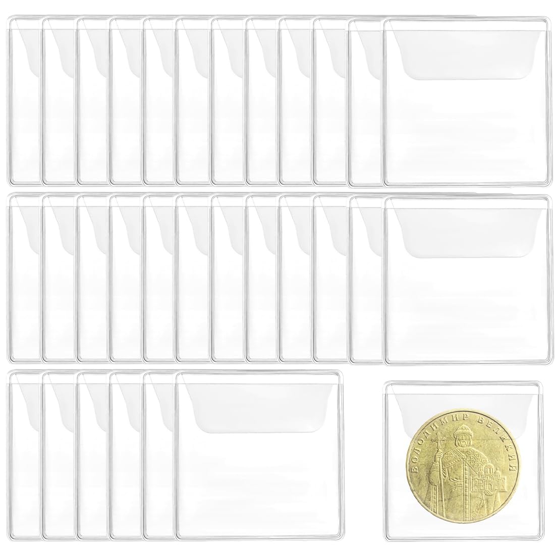 투명 플라스틱 동전 주머니 30개, 보석 주머니, 소형, 5.5*5.5CM-Freehip.co.kr