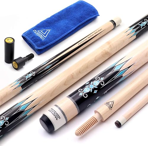 CUESOUL - Taco de billar Carom de 3 cojines, color rojo, 56 pulgadas, peso 18 onzas, sistema de juntas de madera