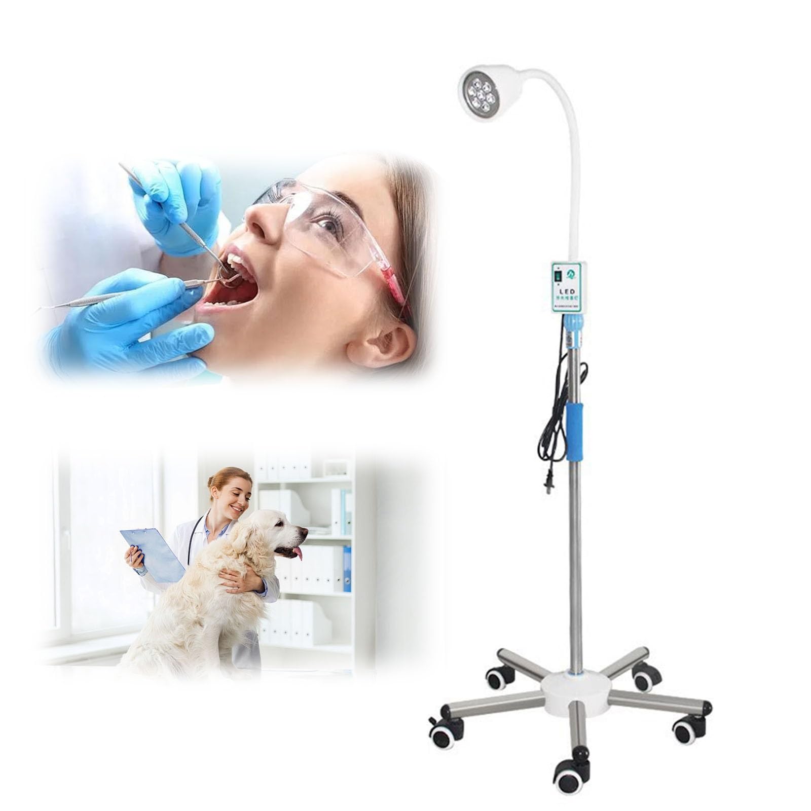 Lampada per Visita Ginecologica, Lampada Scialitica Girevole a 360°, Lampada per Visita Medica Mobile, LED Chirurgica Lampada, per Pazienti Ambulatoriali di Ginecologia