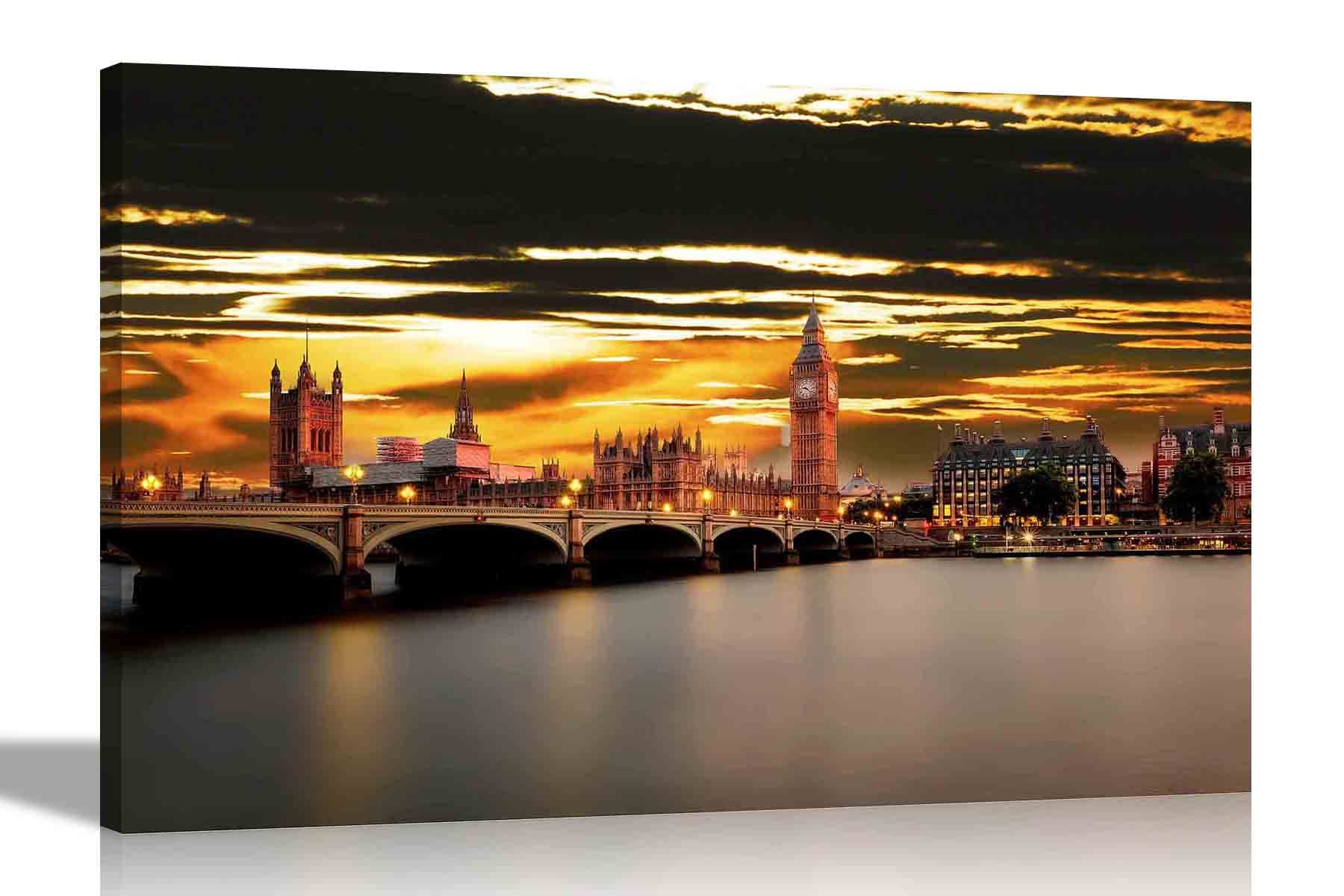 Artley Prints Multicoloured Big Ben At Dawn London Canvas Prints City Wall Art Pictures Home Office Decor Framed Posters Cityscape Artwork Large 76 X 50Cm (30 X 20 Inches)