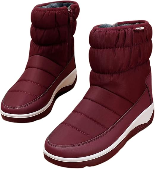 Amazon.com: HZLGFX Botas de nieve de invierno para mujer, estilo casual al  aire libre, con forro de piel, con cremallera, impermeables,  antideslizantes, cómodas botas de nieve (talla: 37, color: rojo) : Todo