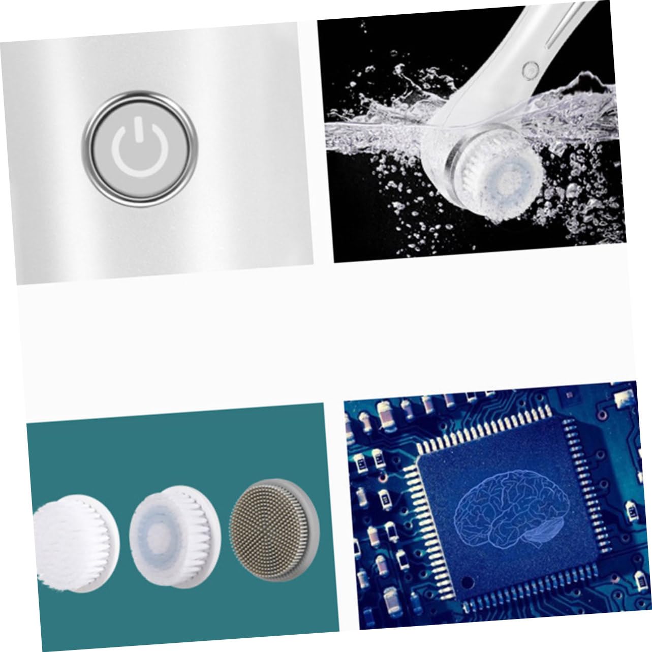 Cepillo de Limpieza Facial Eléctrico de Silicona Blanco Portátil