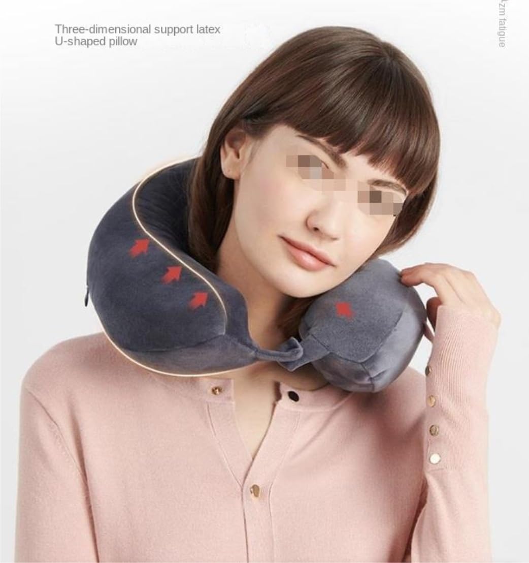 Nackenkissen Auto Nackenkissen Reise Reisekissen Aus Latex, Nackenkissen Aus Baumwolle, Reisekissen Für Das Flugzeug Travel Essentials(Light Gray)