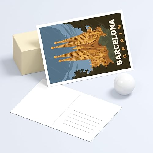 Miniatura 5 de gaeaverse Barcelona España - Postales de paisaje, postales vintage, 9 unidsset de tarjetas de felicitación de ciudades mundiales para viajes de