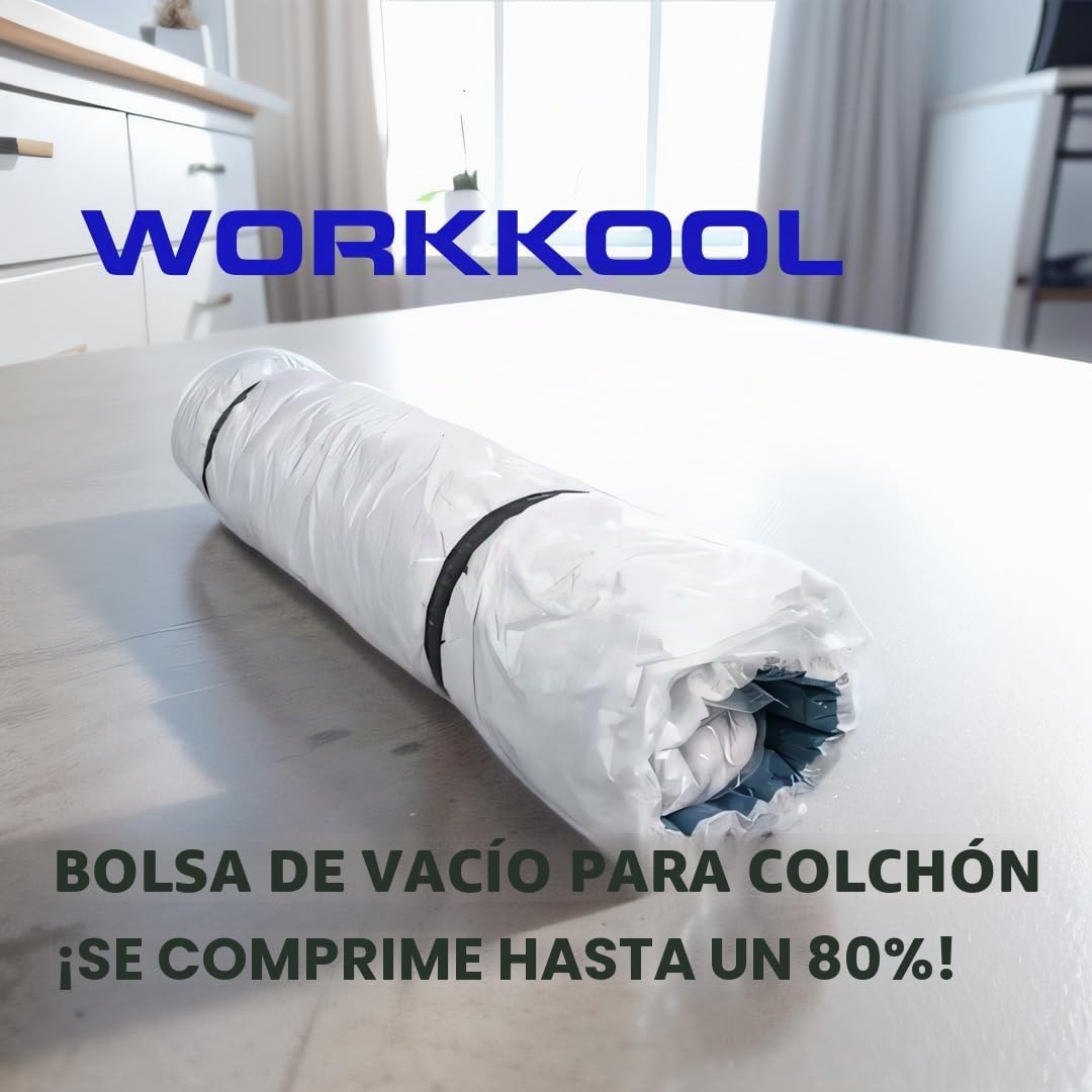 WORKKOOL Bolsa de colchón al vacío para mudanzas y almacenamiento, bolsa de espuma con cremallera (Para colchones 140/150/160x200cm)
