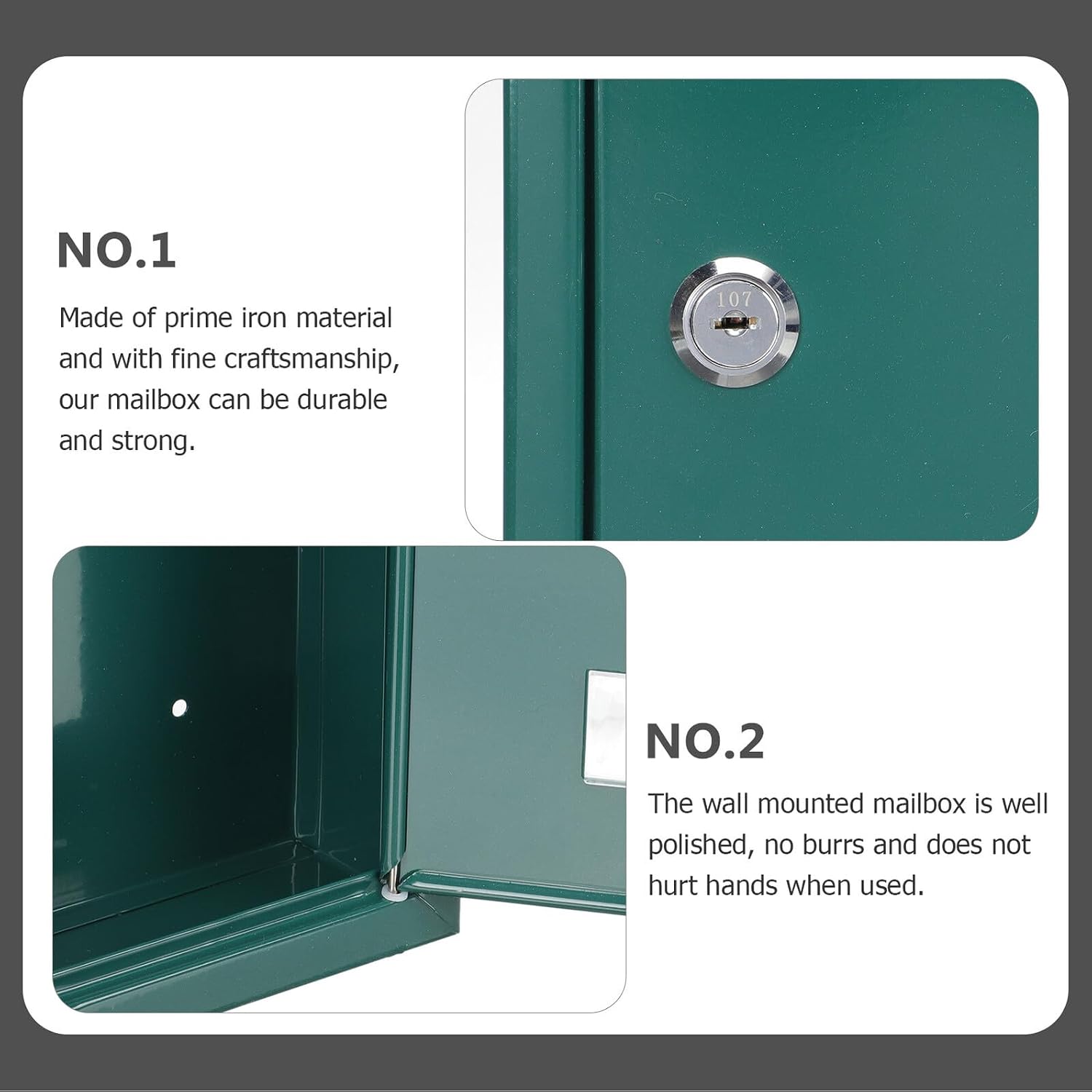 Vintage Lockable Wall-Mount Mailbox for Outdoor Use Iron European Style Post Box Featuring Key Lock Weather-Resistant Letter Holder for Home Office Garden Easy Installation and