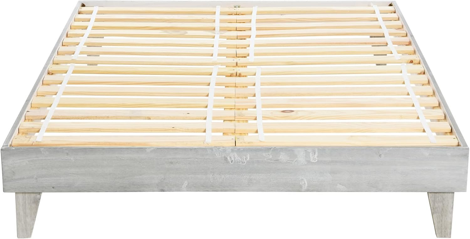 Creative Co-Op Modern Platform, Queen Bed, 62" L x 82" W x 14" H, White