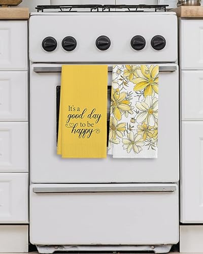 Miniatura 3 de Spring Summer It's A Good Day to Be Happy Daisy Wildflowers - Juego de 2 paños de cocina de 16 x 24 pulgadas, juego de 2 paños de cocina de algodón,